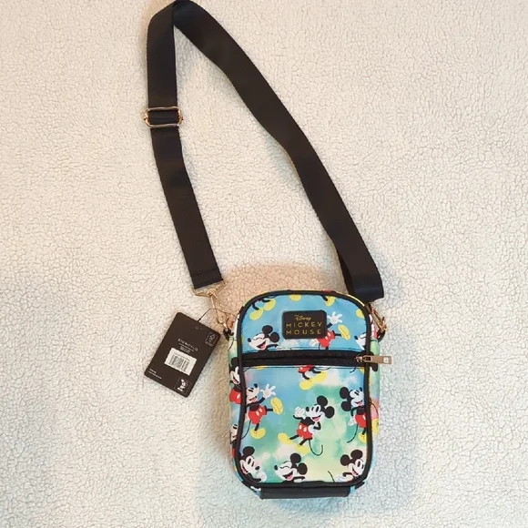 Disney Mickey Mouse Blue and Black Crossbody Bag - Picture 1 of 7